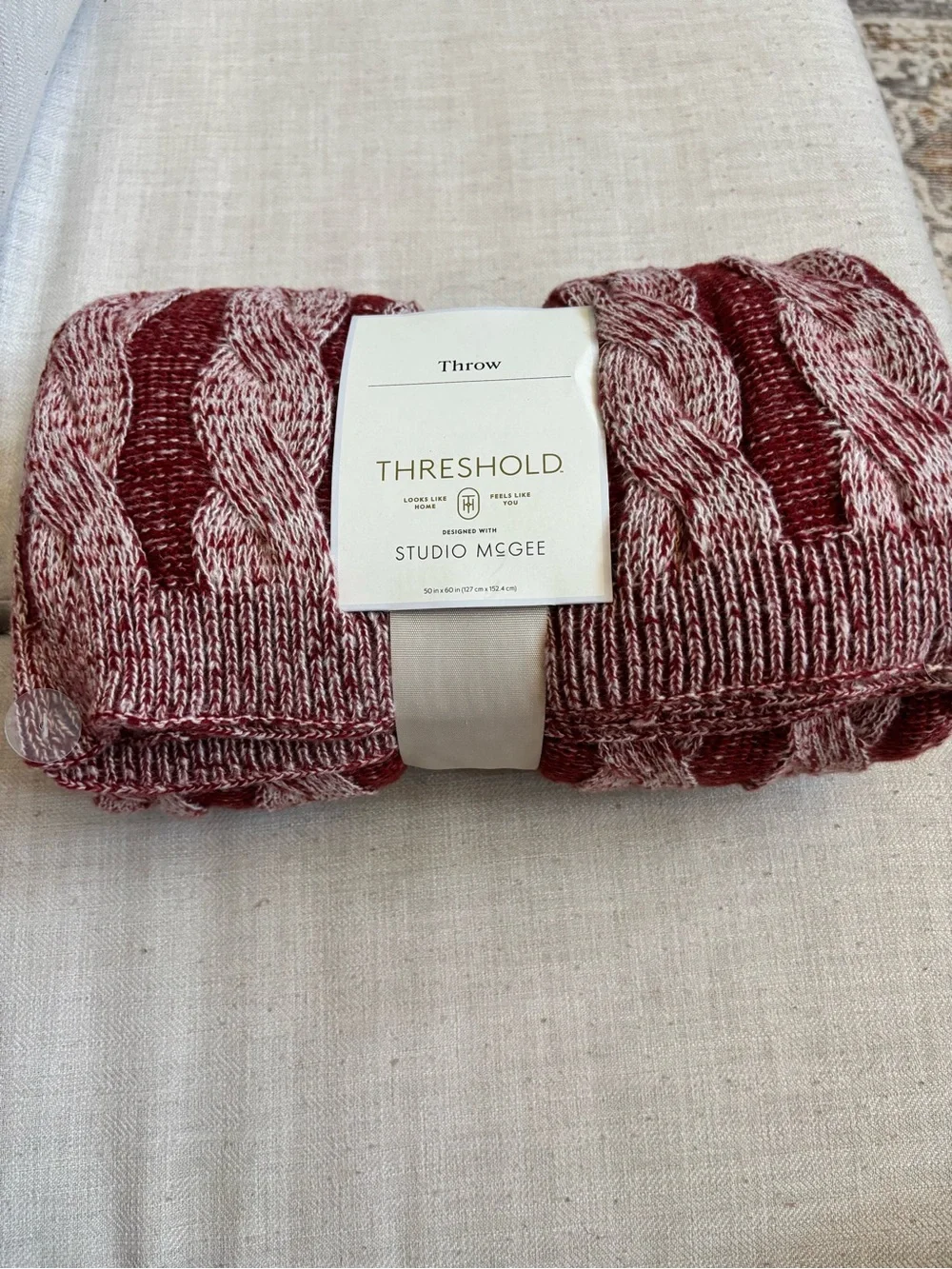 Threshold™ designed with Studio McGee Twisted Cable Throw Blanket 50”x60” Burgun